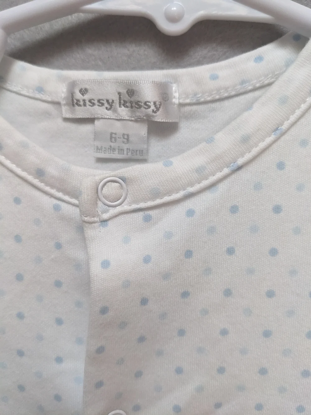 Kissy Kissy White Footed One-Piece with Tiny Blue Dot Print